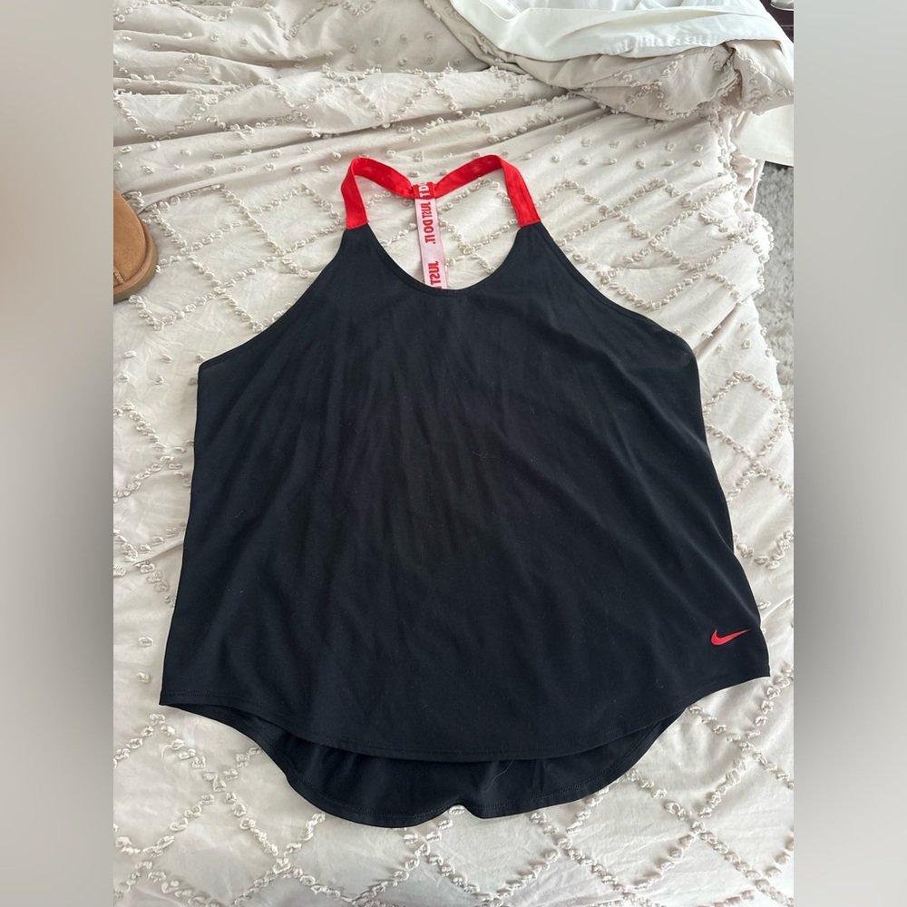 Nike Women's Black Tank Top with Red Accents